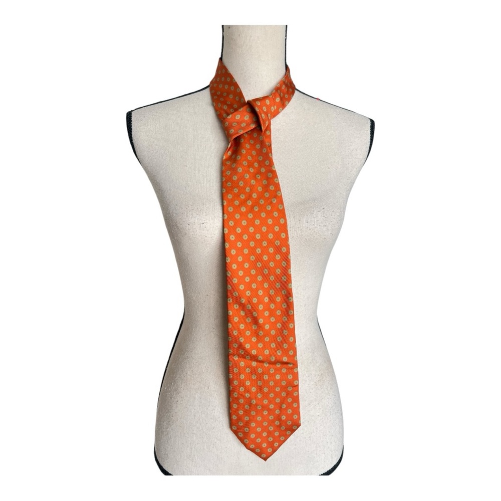 Etro 100% Silk Orange Geometric Men's Tie